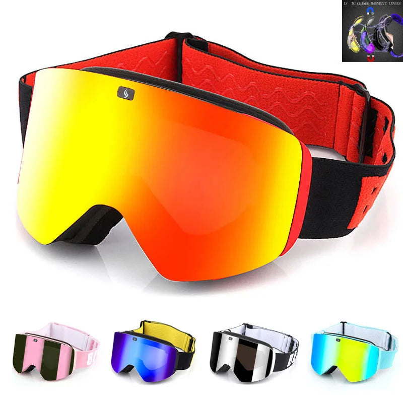 Ski Magnetic Goggles with Double Layer Polarized Lens Skiing Anti-fog UV400 Snowboard Goggles Men Women Ski Glasses Eyewear