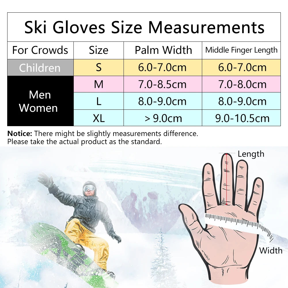 Men Women 3 finger Touch screen Ski Gloves Waterproof Winter Warm Snowboard Gloves Motorcycle Riding Snowmobile Gloves