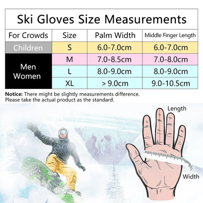 Men Women 3 finger Touch screen Ski Gloves Waterproof Winter Warm Snowboard Gloves Motorcycle Riding Snowmobile Gloves