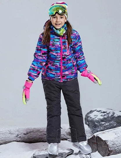 Children Thermal Ski Suit Waterproof Pants+Jacket Boy Girl Winter Sports Windproof quality Kid Skiing and snowboard 2pcs Suits