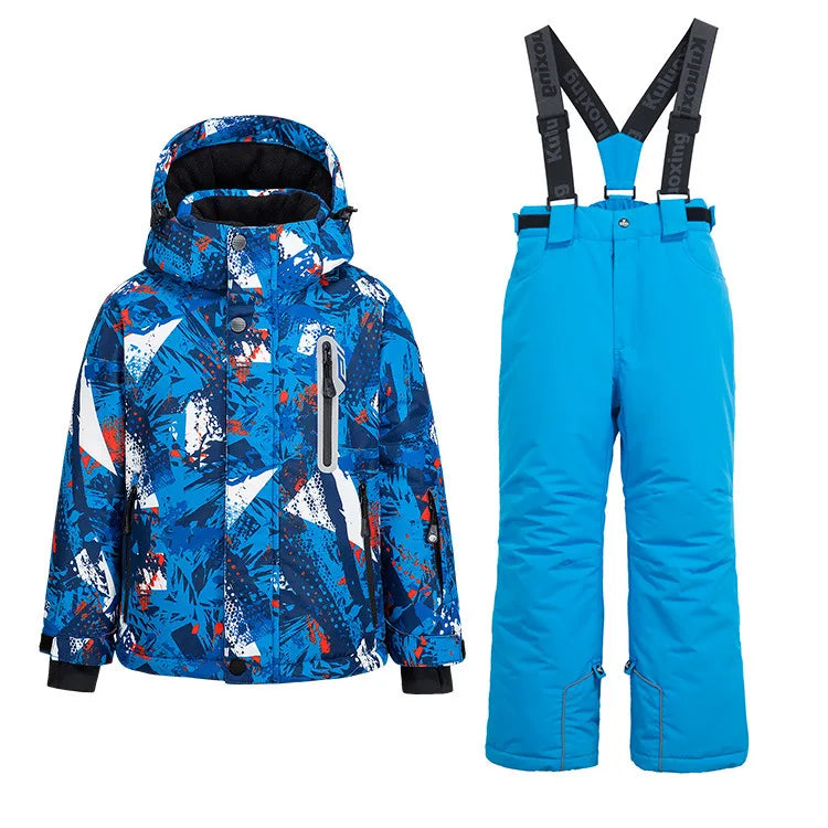 Children clothing Set Thermal Ski Suit Waterproof Pants Jacket Boy Girl Winter Sports Windproof clothes snowsuit Kid Skiing 2pcs