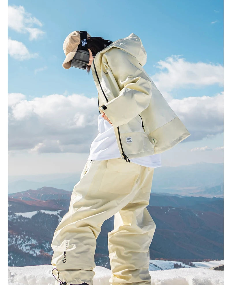 Unisex Snow Single and Double Board Ski Suit Set for Men Women Couple Trendy Loose Waterproof Windproof  Ski Pants Ski Jacket