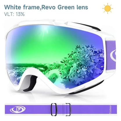 Findway Adult Ski Goggles Double Layer Len Anti-fog 100% Anti-UV OTG Design & Snow Goggles for Youth Outdoor Skiing