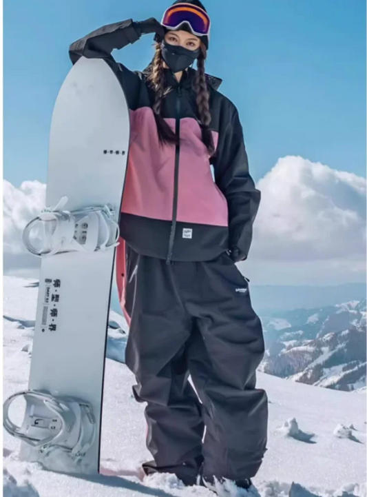 Unisex Snow Single and Double Board Ski Suit Set for Men Women Couple Trendy Loose Waterproof Windproof  Ski Pants Ski Jacket