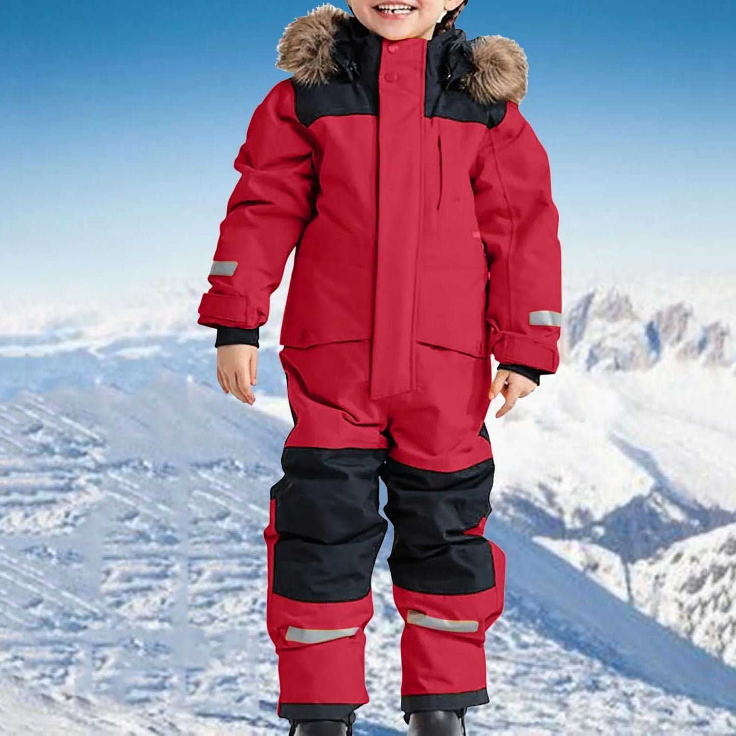 2024 Kids Thermal Windproof Ski Overall Winter Warm Snow Overall Winter Suit With Removable Hood Mud Suit Outdoor Softshell Suit