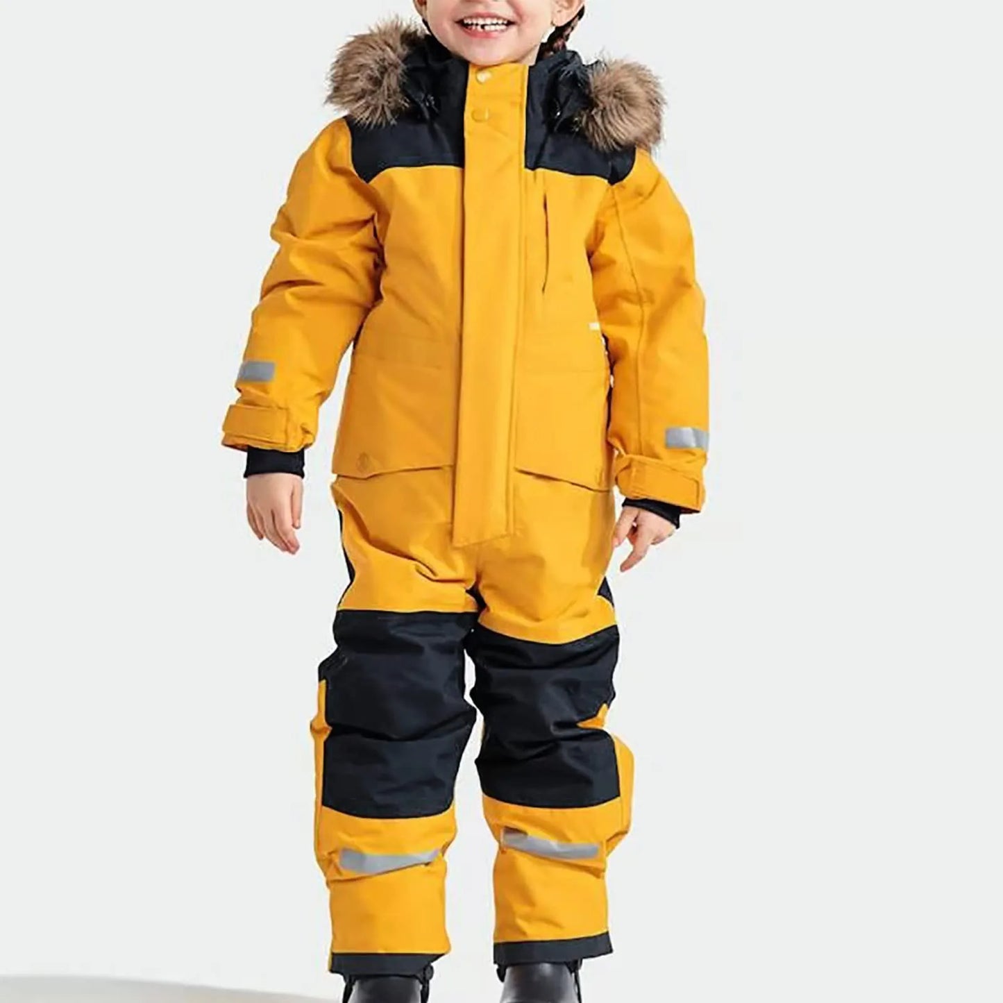 2024 Kids Thermal Windproof Ski Overall Winter Warm Snow Overall Winter Suit With Removable Hood Mud Suit Outdoor Softshell Suit