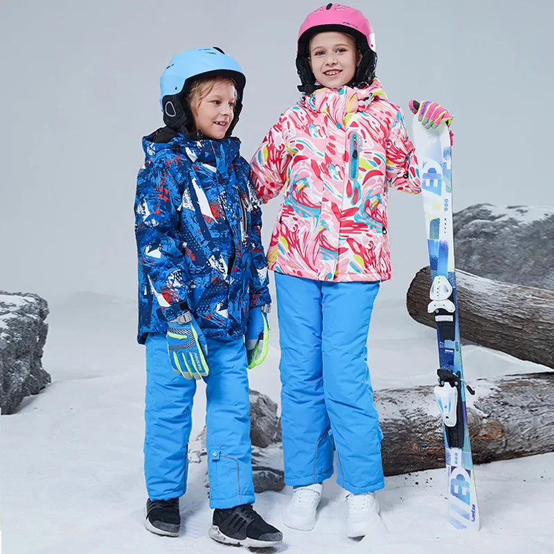 Children clothing Set Thermal Ski Suit Waterproof Pants Jacket Boy Girl Winter Sports Windproof clothes snowsuit Kid Skiing 2pcs