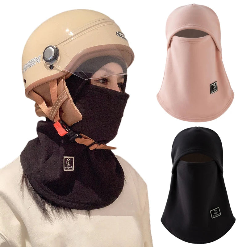 Warm Fleece Cycling Mask Hat Winter Ski Hat Balaclava Full Face Mask Motorcycle Helmet Liner Cap Men Women Thermal Scarf Bandana