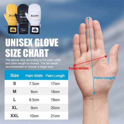 ski Gloves Leather Snowboard Mittens Men Women Skiing Snowmobile Snow Sports Winter Thermal Gloves Waterproof Windproof