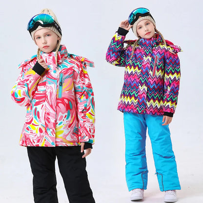 Children clothing Set Thermal Ski Suit Waterproof Pants Jacket Boy Girl Winter Sports Windproof clothes snowsuit Kid Skiing 2pcs