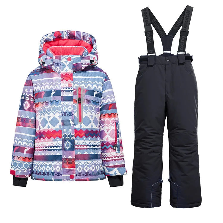 Children clothing Set Thermal Ski Suit Waterproof Pants Jacket Boy Girl Winter Sports Windproof clothes snowsuit Kid Skiing 2pcs