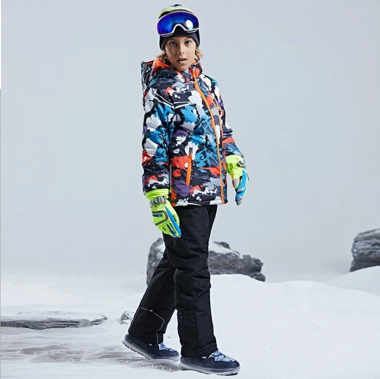 Children Thermal Ski Suit Waterproof Pants+Jacket Boy Girl Winter Sports Windproof quality Kid Skiing and snowboard 2pcs Suits