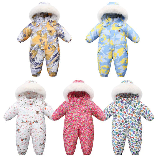 -30 Degree Winter Children Boy Ski Suit Waterproof Plus Velvet Camouflage Kid Winter Overalls 1-5 Years Baby Boy Jumpsuit Romper