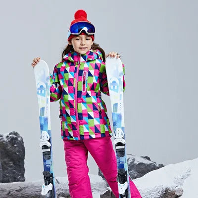 Children Thermal Ski Suit Waterproof Pants+Jacket Boy Girl Winter Sports Windproof quality Kid Skiing and snowboard 2pcs Suits