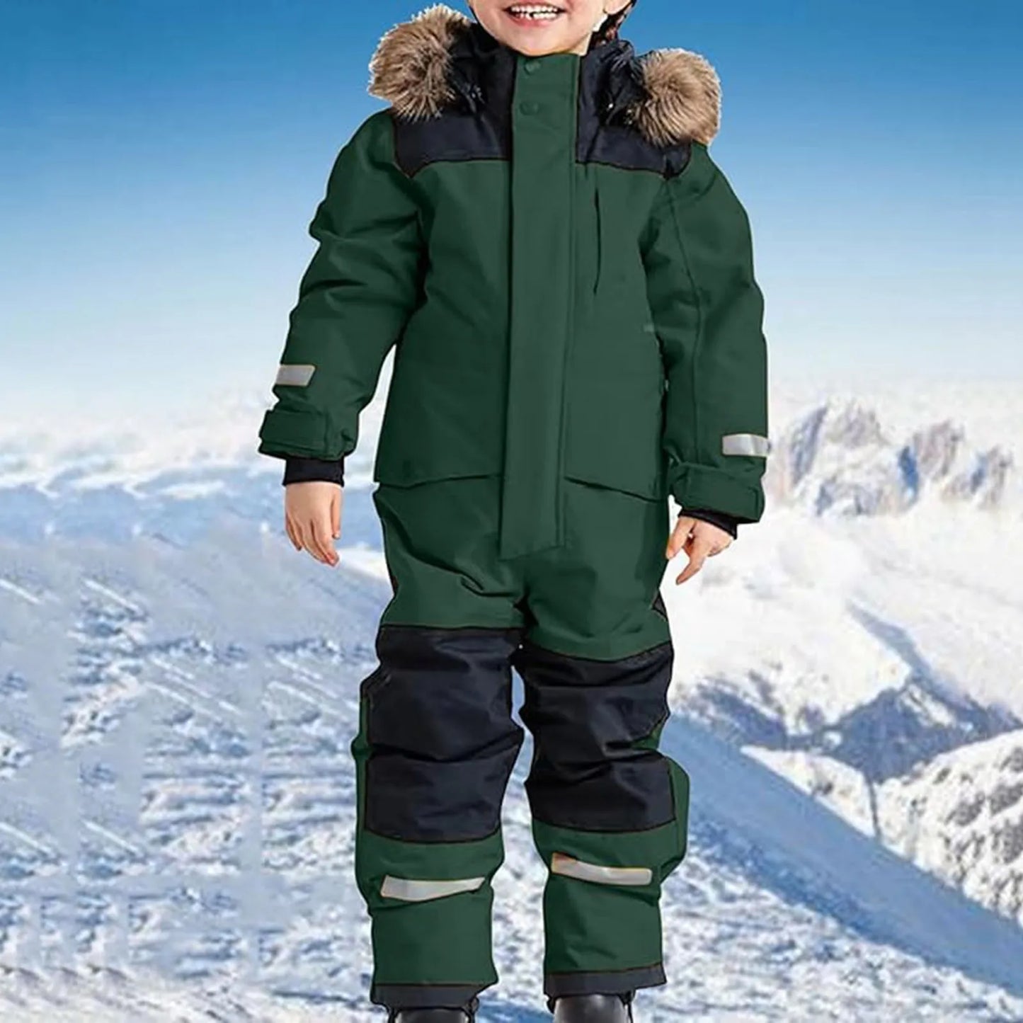 2024 Kids Thermal Windproof Ski Overall Winter Warm Snow Overall Winter Suit With Removable Hood Mud Suit Outdoor Softshell Suit