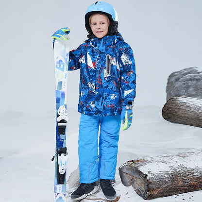 Children clothing Set Thermal Ski Suit Waterproof Pants Jacket Boy Girl Winter Sports Windproof clothes snowsuit Kid Skiing 2pcs