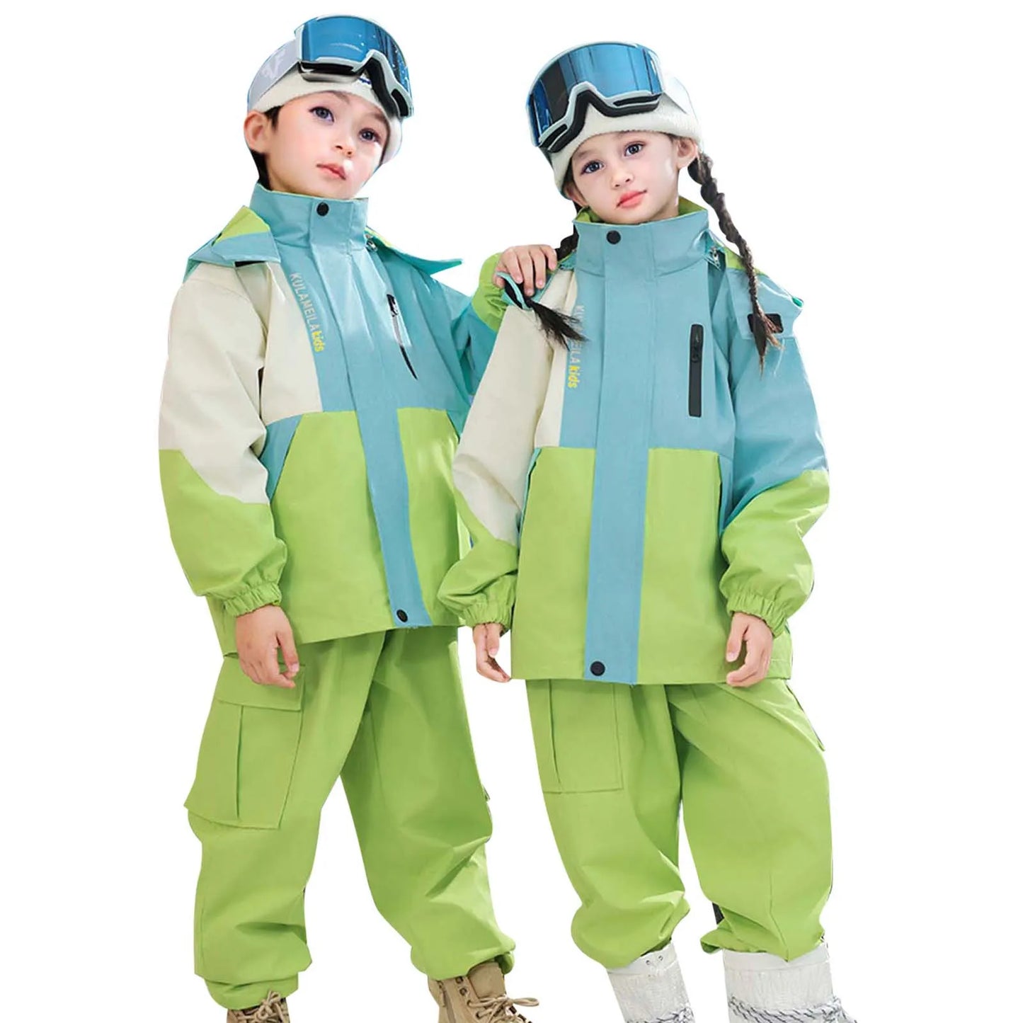 New Children's Ski Suit Boys and Girls Thickened Warm Three-Proof Shell Jacket Primary School Детский горнолыжный костюм