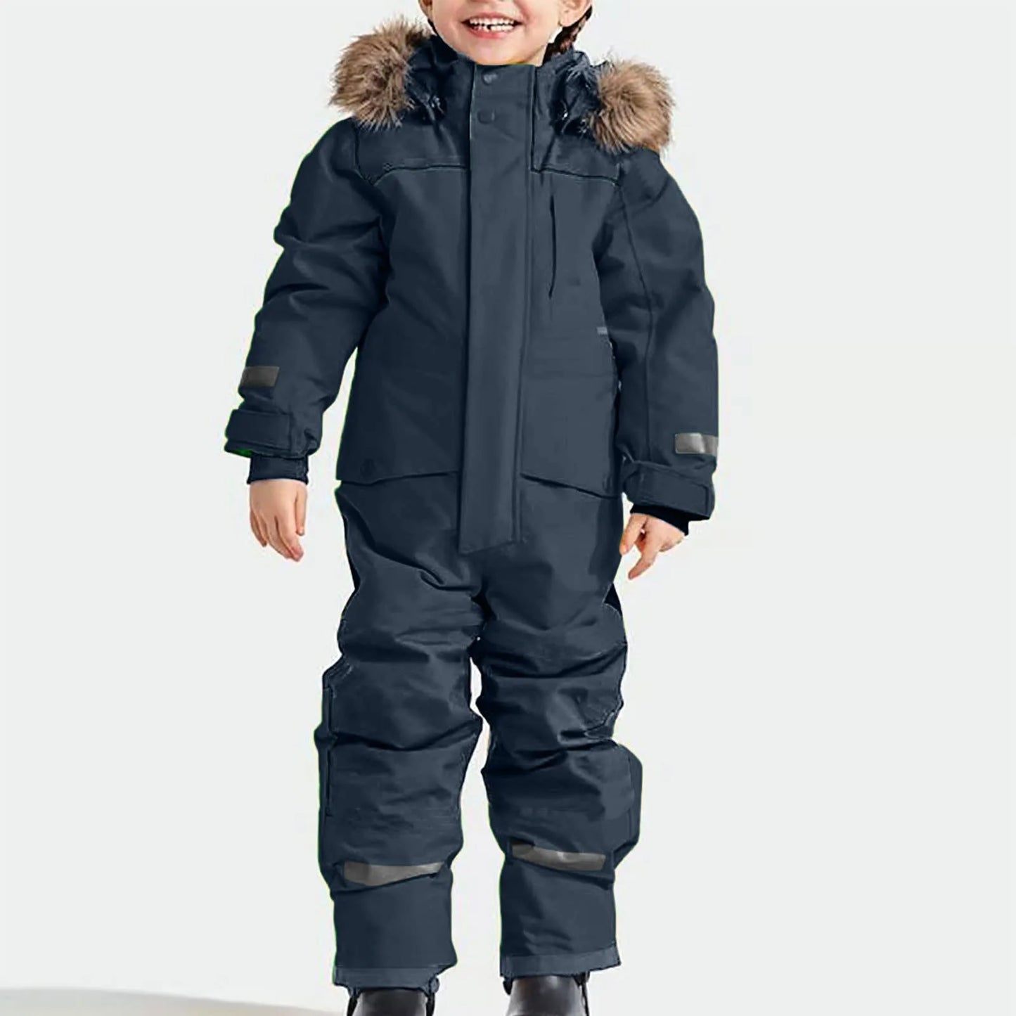 2024 Kids Thermal Windproof Ski Overall Winter Warm Snow Overall Winter Suit With Removable Hood Mud Suit Outdoor Softshell Suit