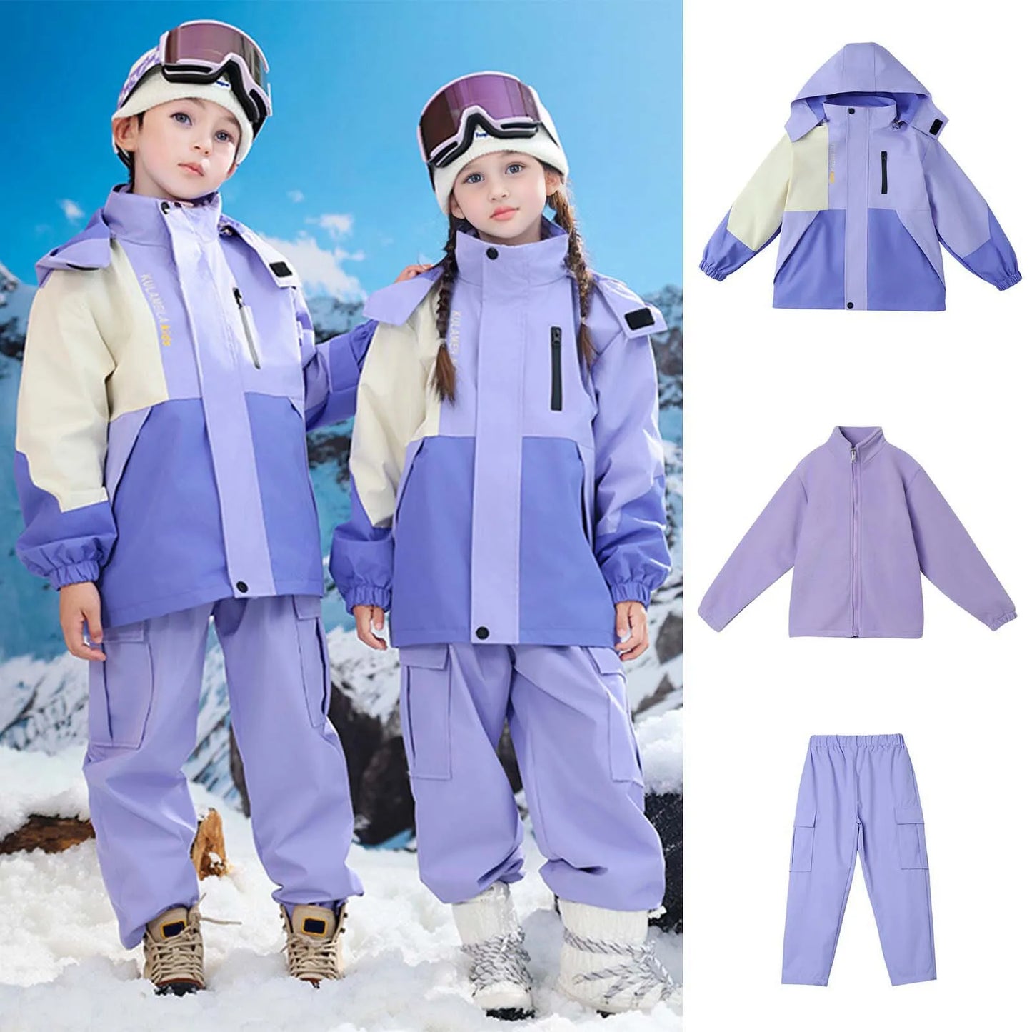 New Children's Ski Suit Boys and Girls Thickened Warm Three-Proof Shell Jacket Primary School Детский горнолыжный костюм