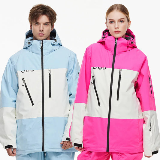 Unisex Ski Jackets for Men and Women Outdoor Windproof Waterproof Snowboarding Jacket Unisex Breathable Warm Multi-pocketed Skiing Coat