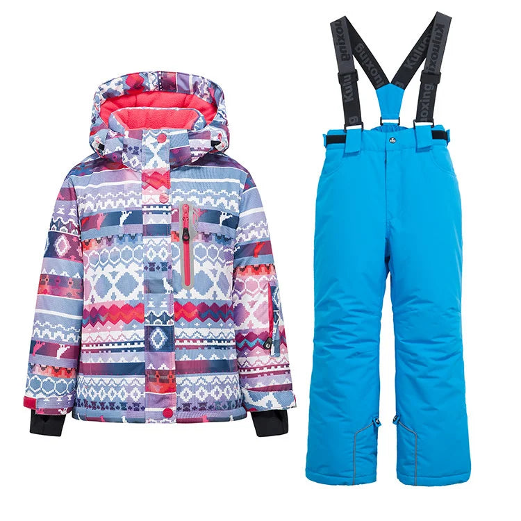 Children clothing Set Thermal Ski Suit Waterproof Pants Jacket Boy Girl Winter Sports Windproof clothes snowsuit Kid Skiing 2pcs