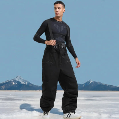 Winter New Skiing Pants Thickening Warm Ski Overalls Men Loose Snow Clothes Outdoor Windproof Snowboard Trousers Waterproof Pant