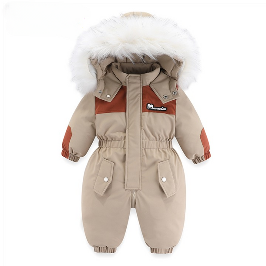 Kids Boy Girl Winter Snowsuit Plus Velvet Toddler Jacket Clothes For Boy Infant Jumpsuit Hoodied Overalls 2-6Y Outwear